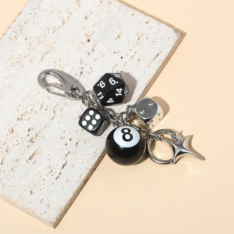 SORGERLY 8 Ball Dice Charm Keychain - Cute Bag Purse Handbag Accessories - Y2K Aesthetic Key Chain for Women Men - Image 4